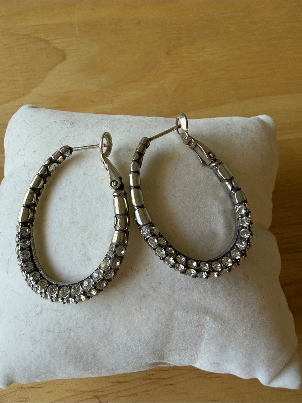 Brighton Pebble Silver-Tone Crystal Hoop Earrings